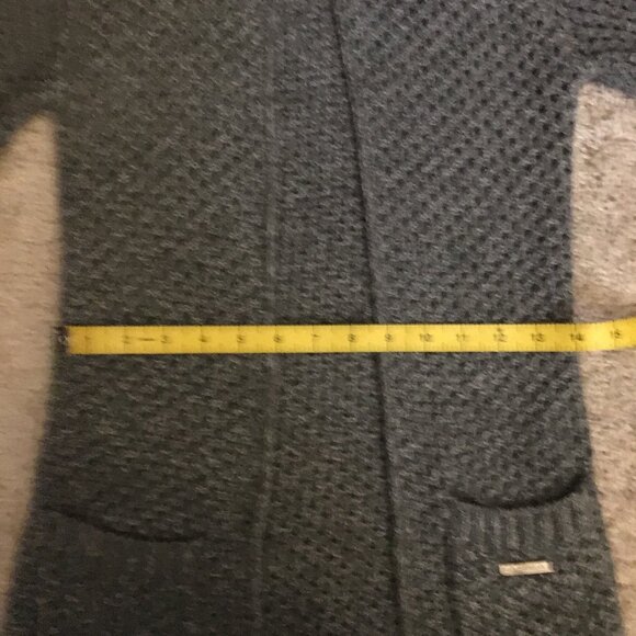 Sakura Wool Blend Buttoned High Collar Grey Knit Cardigan - Picture 13 of 16